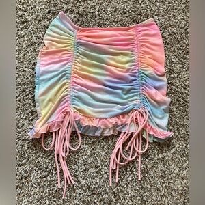 Dolls Kill x My Little Pony Spreading Kindness Mesh Ruched Mini Skirt Rainbow